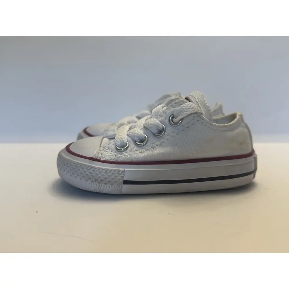 Converse All Star Toddler Size 3 White Low Top Canvas Sneakers Shoes